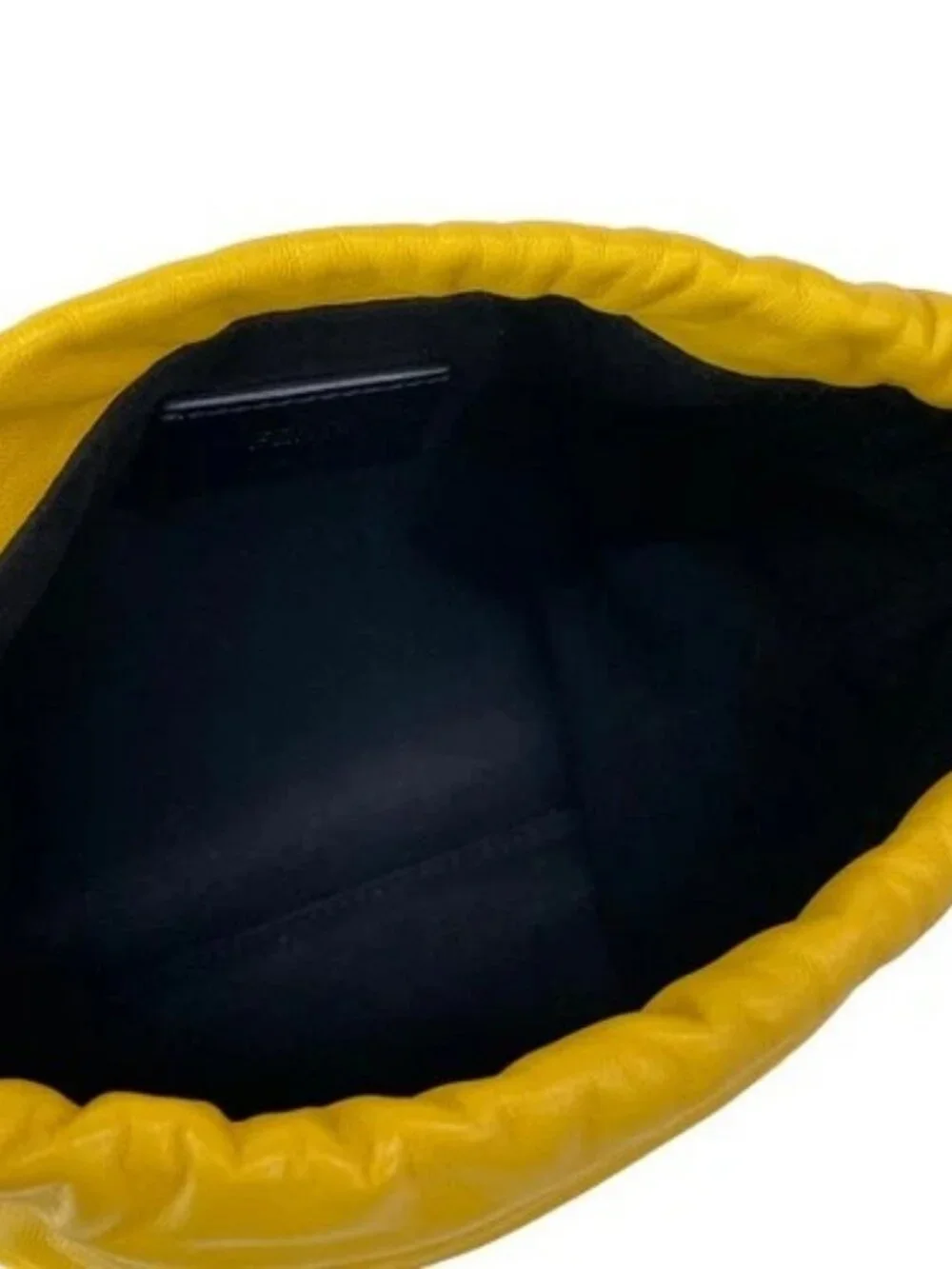 FENDI Slim Clutch 7VA510 Dark yellow Black Leather Shoulder Bag